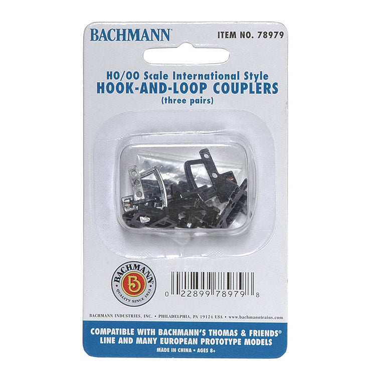 Bachmann HO TTT Hook & Loop Couplers/3pr