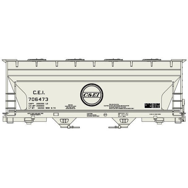 Accurail 81513 HO Chicago & Eastern Illinois Midwest 2-Bay ACF Covered Hopper