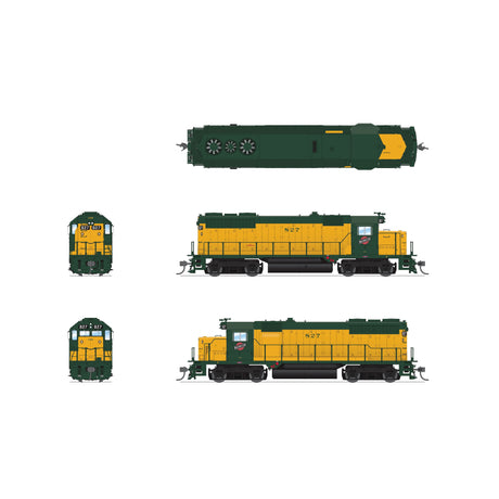Broadway Limited HO Scale EMD GP35 CNW 827 Green & Yellow Paragon4 Sound/DC/DCC HO