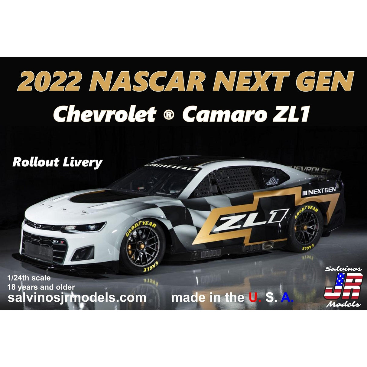 Salvinos JR Models 2022 NASCAR Chevrolet Rollout Livery Camaro Model Kit