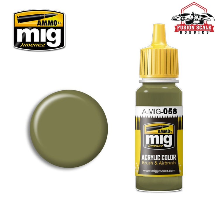 Ammo Mig Jimenez Light Green Khaki - Fusion Scale Hobbies