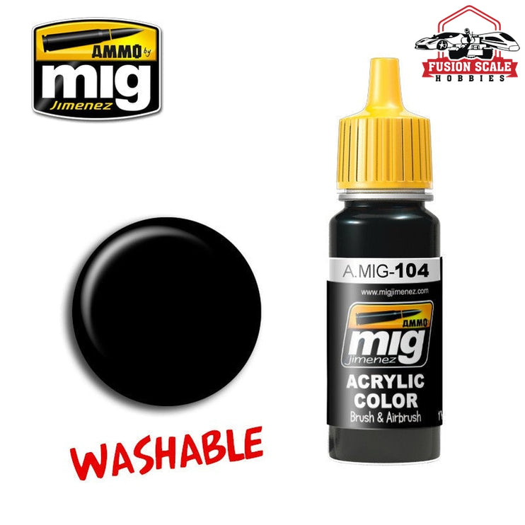 Ammo Mig Jimenez Washable Black Acrylic Paint - Fusion Scale Hobbies