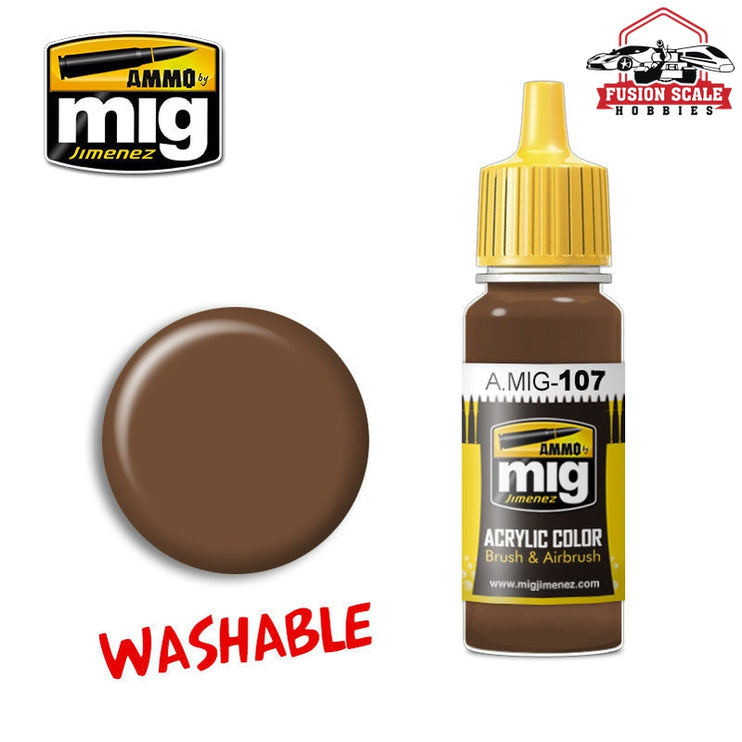 Ammo Mig Jimenez Washable Earth Acrylic Paint - Fusion Scale Hobbies