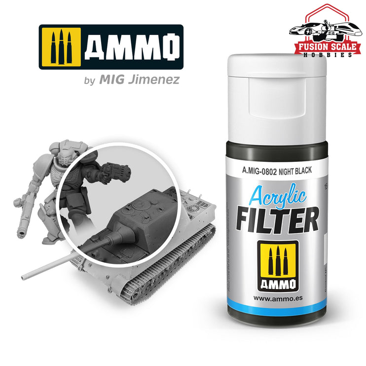 Ammo Mig Jimenez Acrylic Filter Night Black - Fusion Scale Hobbies