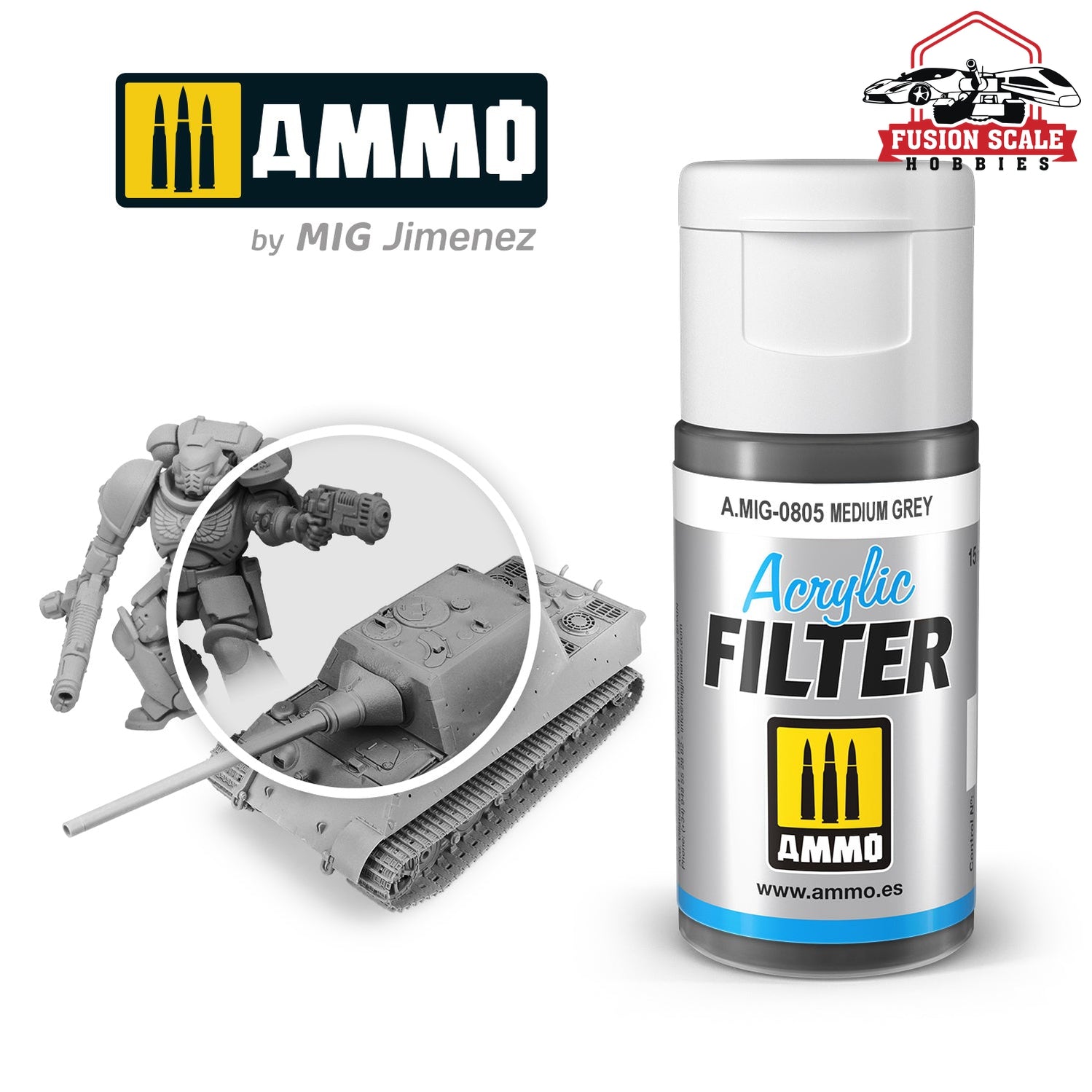Ammo Mig Jimenez Acrylic Filter Medium Grey - Fusion Scale Hobbies
