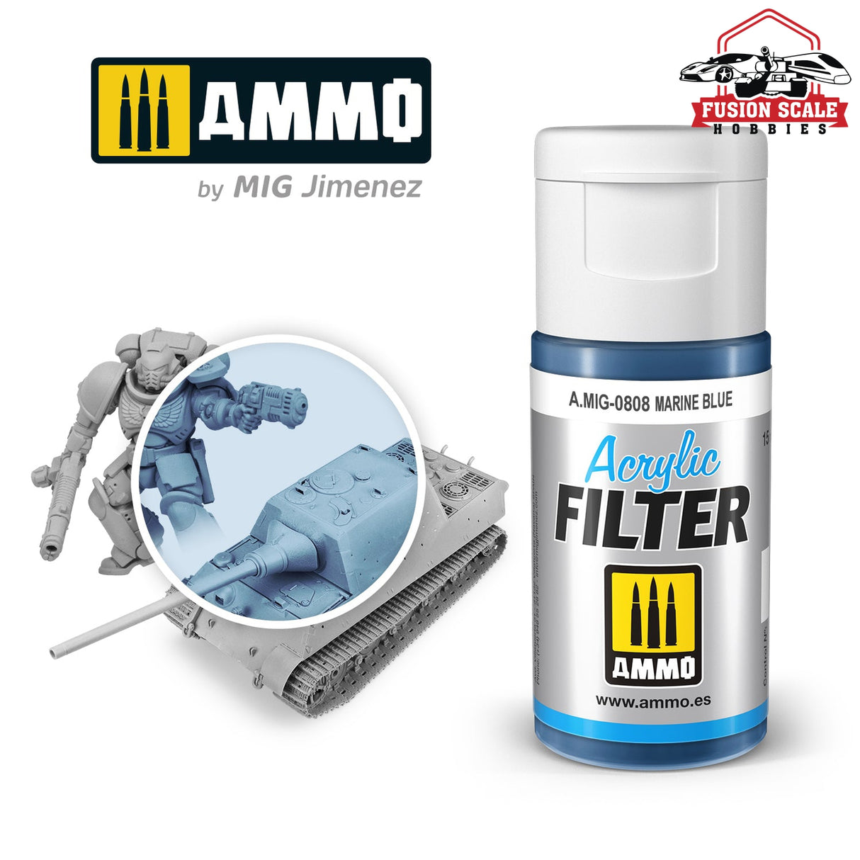 Ammo Mig Jimenez Acrylic Filter Marine Blue - Fusion Scale Hobbies