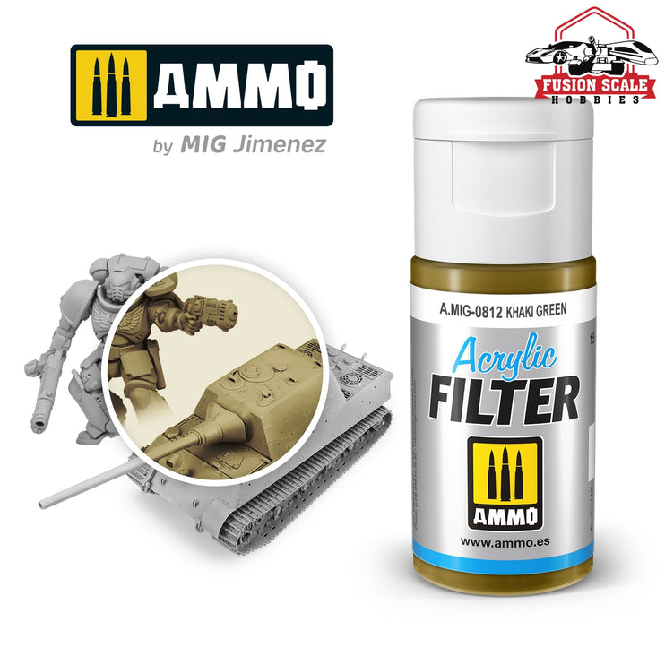 Ammo Mig Jimenez Acrylic Filter Khaki Green - Fusion Scale Hobbies