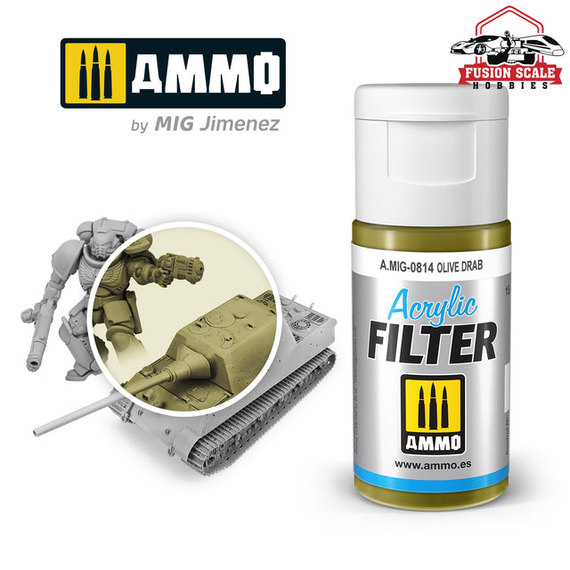 Ammo Mig Jimenez Acrylic Filter Olive Drab - Fusion Scale Hobbies