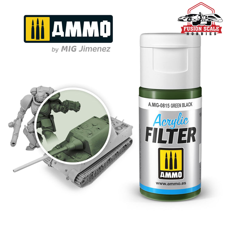 Ammo Mig Jimenez Acrylic Filter Green Black - Fusion Scale Hobbies