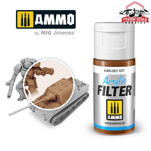 Ammo Mig Jimenez Acrylic Filter Rust - Fusion Scale Hobbies
