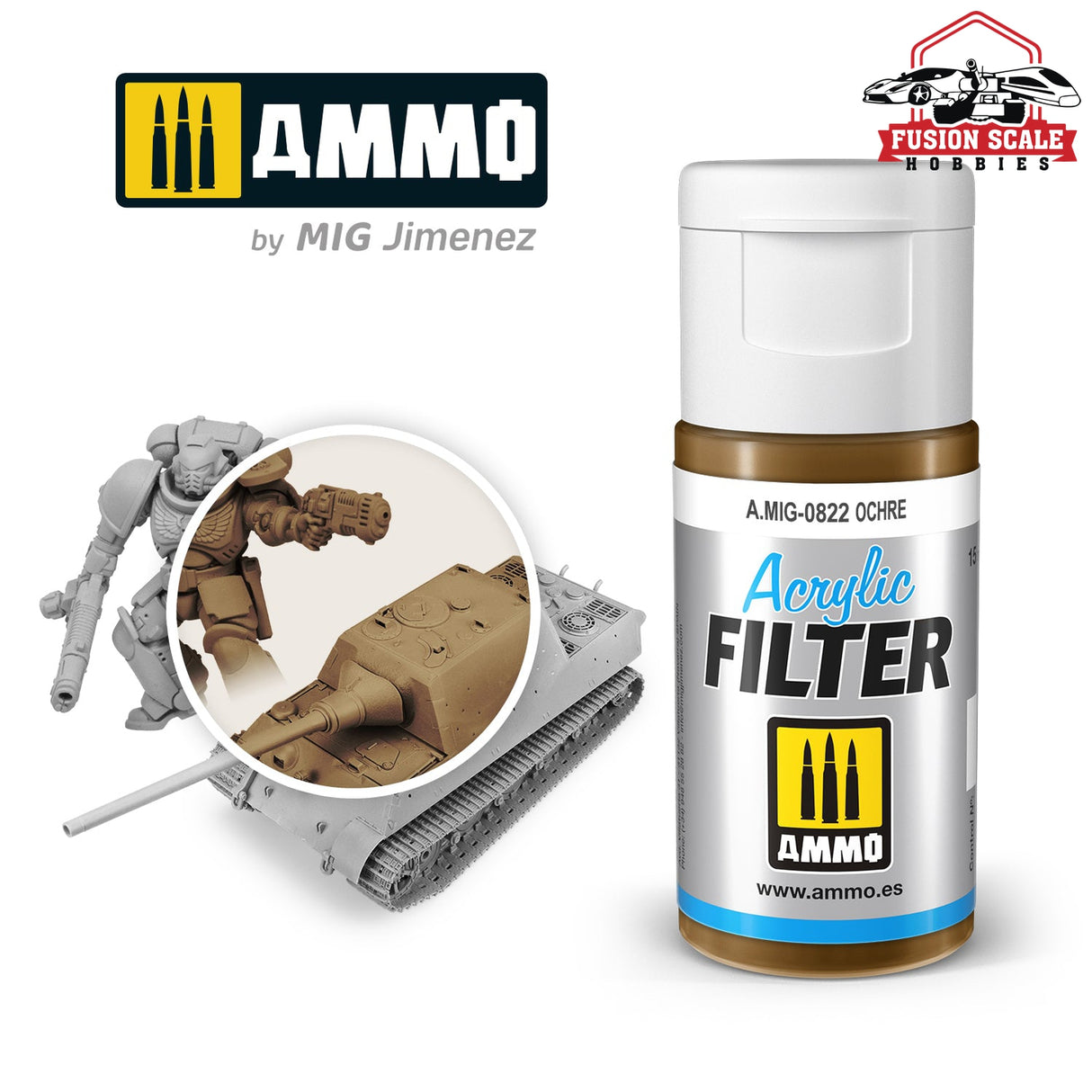 Ammo Mig Jimenez Acrylic Filter Ocher - Fusion Scale Hobbies