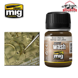 Ammo Mig Jimenez Enamel Wash Brown Wash for German Dark Yellow AMIG1000 - Fusion Scale Hobbies