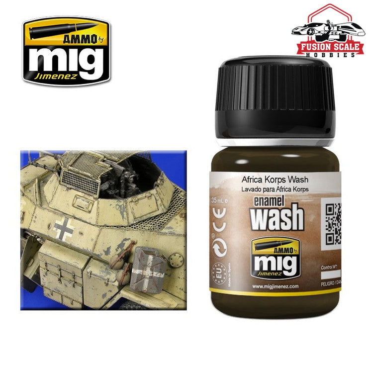 Ammo Mig Jimenez Enamel Wash Africa Korps Wash AMIG1001 - Fusion Scale Hobbies