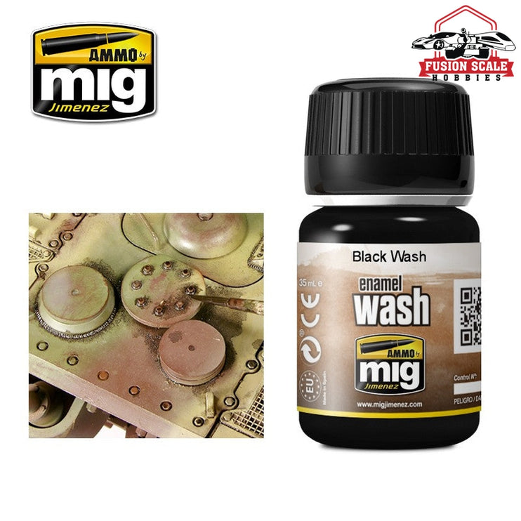 Ammo Mig Jimenez Enamel Wash Black Wash AMIG1011 - Fusion Scale Hobbies