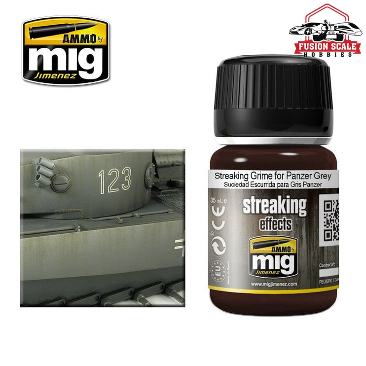 Ammo Mig Jimenez Enamel Streaking Grime for Panzer Grey AMIG1202 - Fusion Scale Hobbies