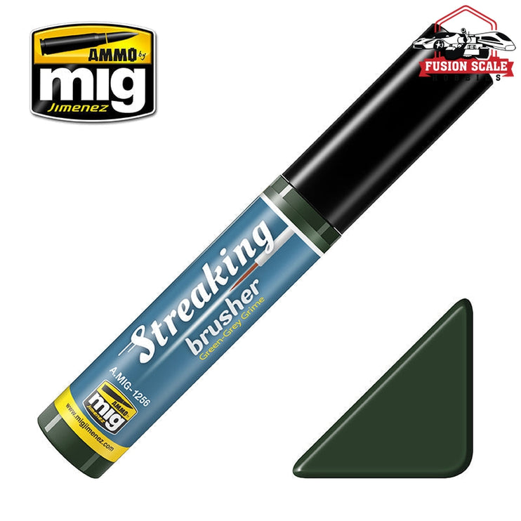 Ammo Mig Jimenez Streaking Brusher Green Gray Grime - Fusion Scale Hobbies