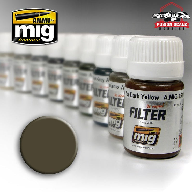 Ammo Mig Jimenez Filter Dark Gray for White - Fusion Scale Hobbies