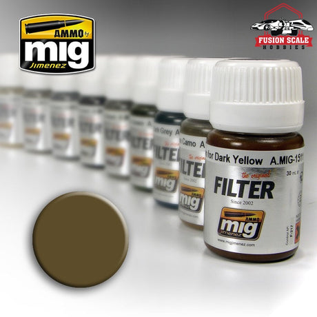 Ammo Mig Jimenez Filter Brown for Light Desert Yellow - Fusion Scale Hobbies