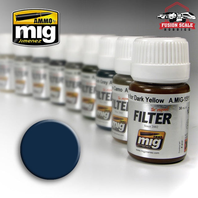 Ammo Mig Jimenez Filter Blue for Dark gray - Fusion Scale Hobbies