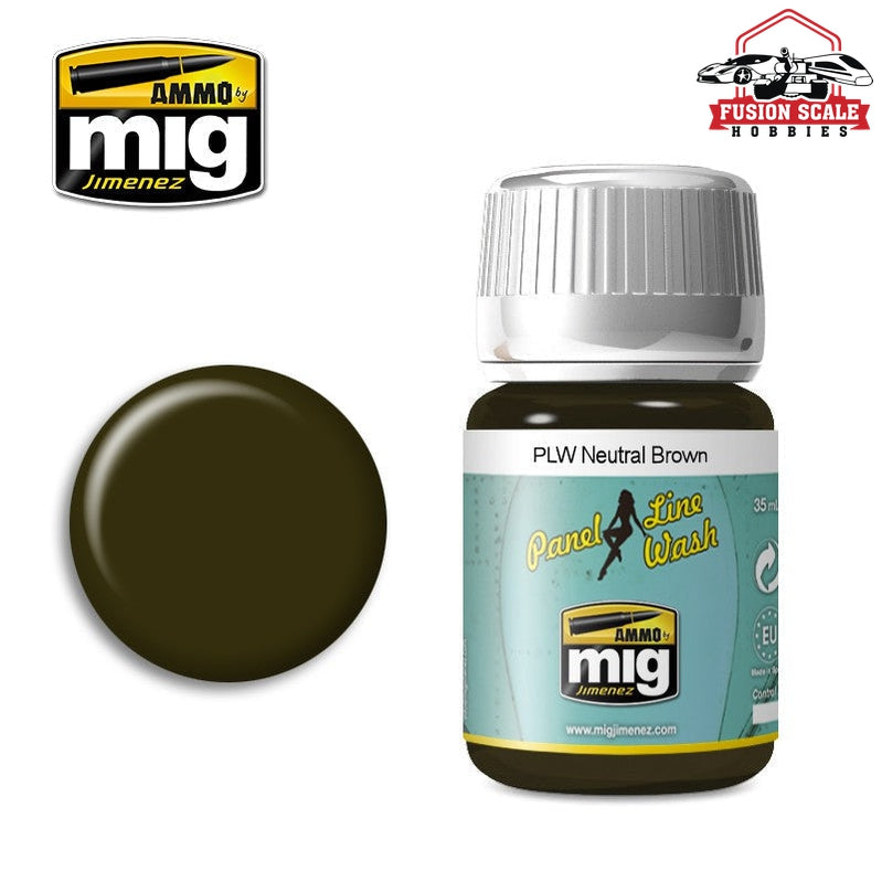 Ammo Mig Jimenez Panel Line Wash Stone Grey for Brown - Fusion Scale Hobbies