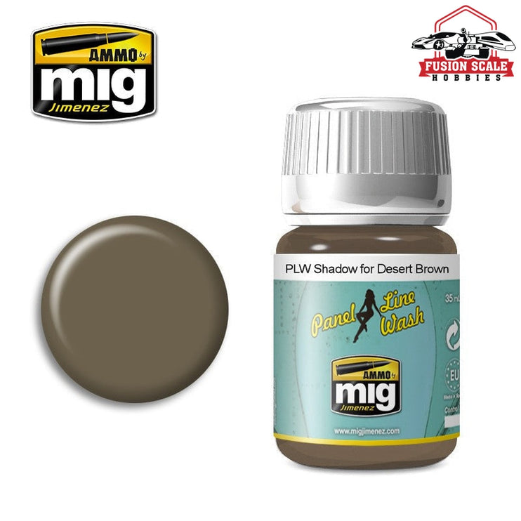 Ammo Mig Jimenez Panel Line Wash Shadow for Desert Brown - Fusion Scale Hobbies