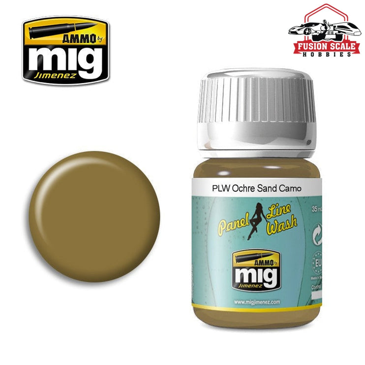 Ammo Mig Jimenez Panel Line Wash Ocher for Sand Camo - Fusion Scale Hobbies