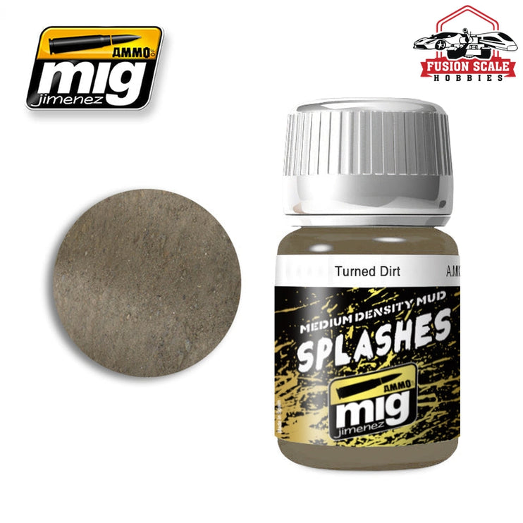 Ammo Mig Jimenez Enamel Splash Medium Mud Texture Turned Dirt - Fusion Scale Hobbies