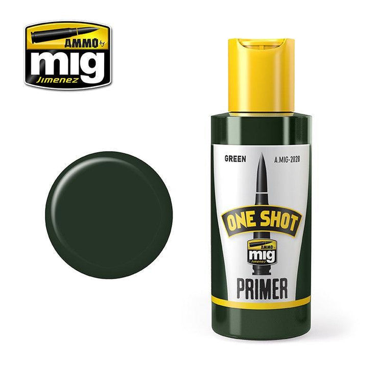 Ammo by Mig One Shot Primer Green 60ml - Fusion Scale Hobbies