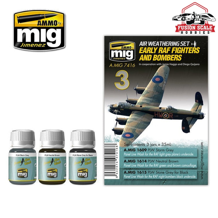 Ammo Mig Jimenez RAF Fighters & Bombers Enamel Weathering Paint Set AMIG7416 - Fusion Scale Hobbies