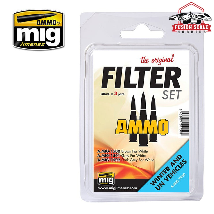 Ammo Mig Jimenez Winter & UN Vehicles Filter Set AMIG7450 - Fusion Scale Hobbies