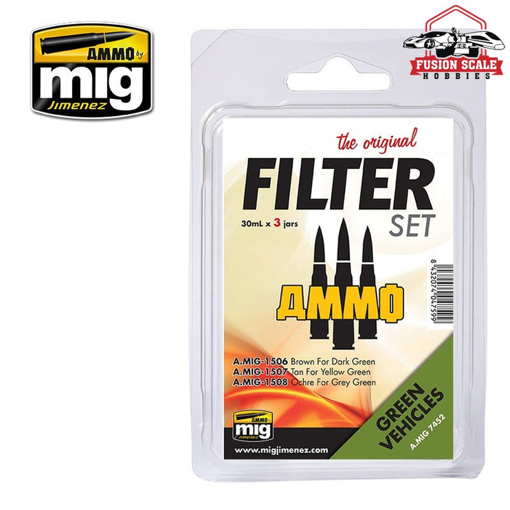 Ammo Mig Jimenez Green Vehicles Filter Set AMIG7452 - Fusion Scale Hobbies