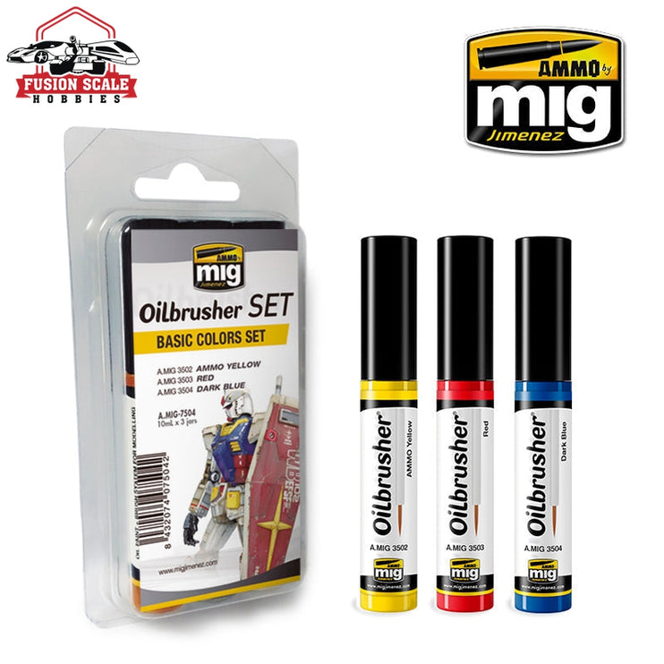 Basic Colors Oilbrusher Set Ammo by Mig Jimenez AMIG7504 - Fusion Scale Hobbies