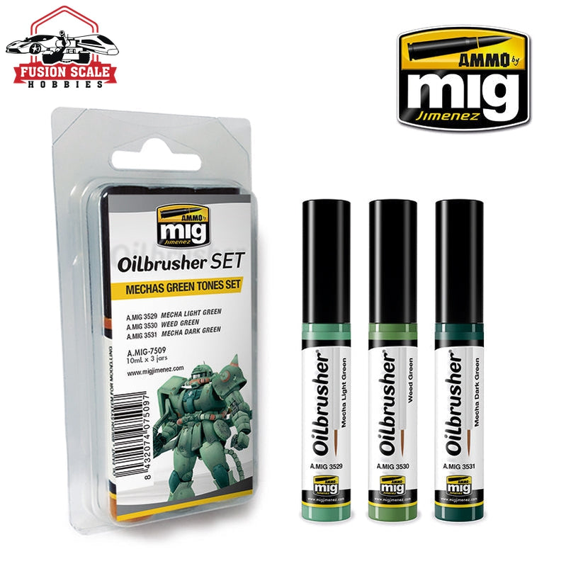 Mechas Green Tones Oilbrusher Set Ammo by Mig Jimenez AMIG7509