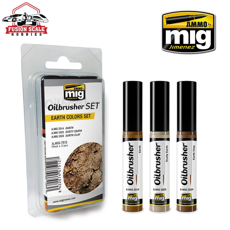 Earth Colors Oilbrusher Set Ammo by Mig Jimenez AMIG7512 - Fusion Scale Hobbies