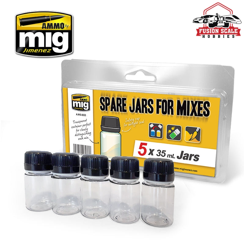 Ammo Mig Jimenez Spare Big Jars For Mixes 5 35ml Jars - Fusion Scale Hobbies