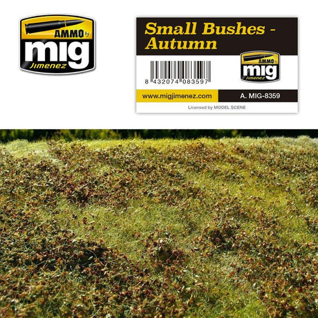 Ammo Mig Grass Mat Small Bushes Autumn - Fusion Scale Hobbies