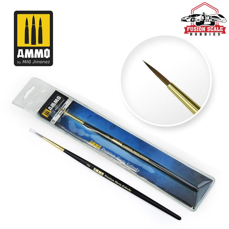 Ammo Mig Jimenez Marta Kolinsky Round Brush Size 2 - Fusion Scale Hobbies