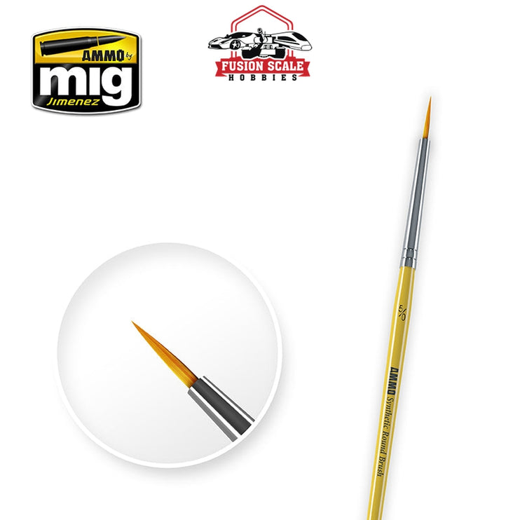 Ammo Mig Jimenez Synthetic Round Brush Size 5/0 - Fusion Scale Hobbies