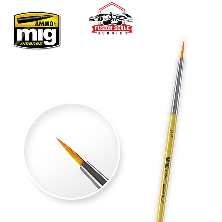 Ammo Mig Jimenez Synthetic Round Brush Size 3/0 - Fusion Scale Hobbies