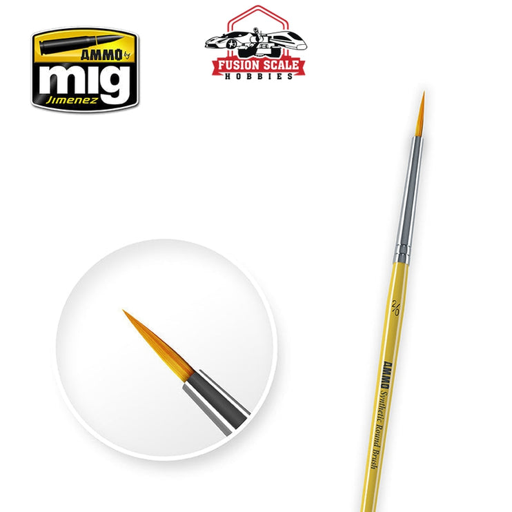 Ammo Mig Jimenez Synthetic Round Brush Size 2/0 - Fusion Scale Hobbies