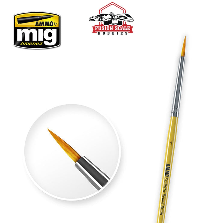 Ammo Mig Jimenez Synthetic Round Brush Size 1 - Fusion Scale Hobbies