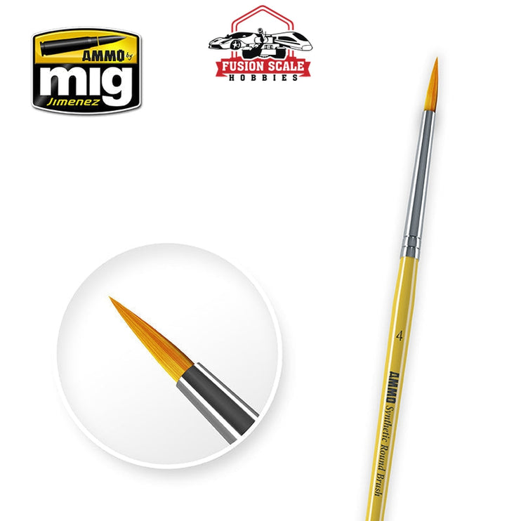 Ammo Mig Jimenez Synthetic Round Brush Size 4 - Fusion Scale Hobbies