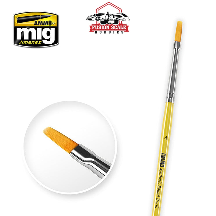 Ammo Mig Jimenez Synthetic Flat Brush Size 4 - Fusion Scale Hobbies