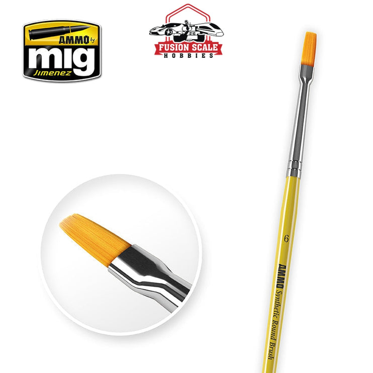 Ammo Mig Jimenez Synthetic Flat Brush Size 6 - Fusion Scale Hobbies