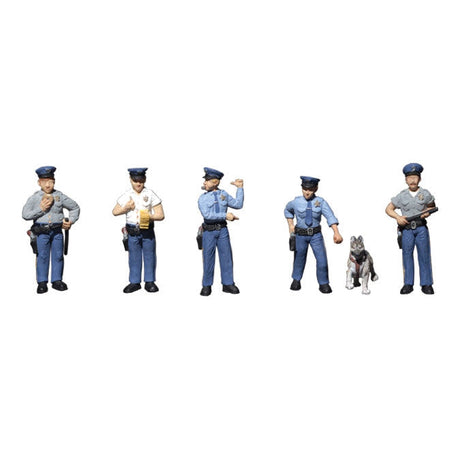 Policemen - HO Scale - This set includes five officers and one canine cop