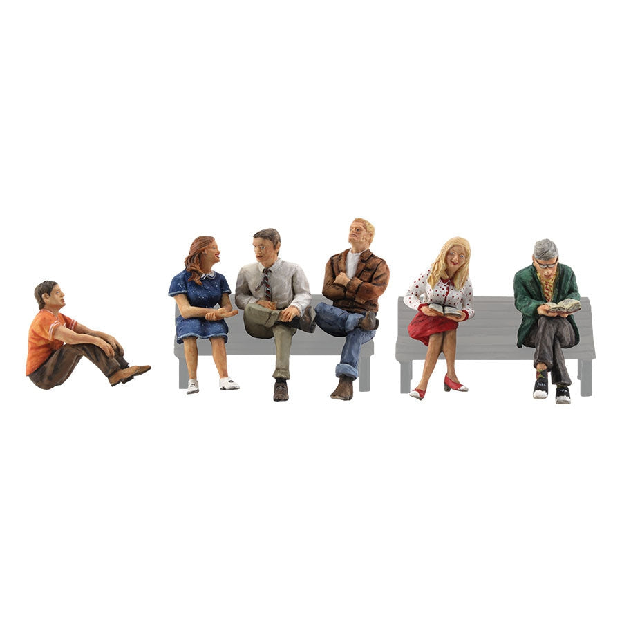 People Sitting - HO Scale - Set includes two women and four men