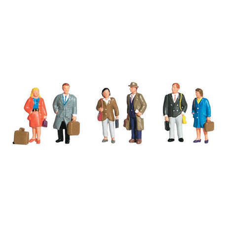 Professionals - HO Scale - Three men and three women in professional attire stand waiting, as if for a bus