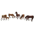 Chestnut Horses - HO Scale - Two foals and four adult horses complete this set