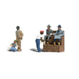 Shoe Shiners - HO Scale - A set of five figures and a small and large shoe shiner box