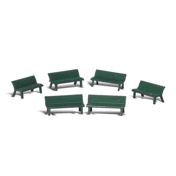 Park Benches - HO Scale - A set of green park benches